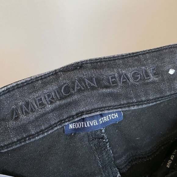 American Eagle Hi-Rise Jegging Destroyed Black 00 - Picture 6 of 8
